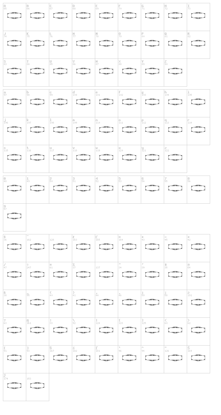 Vintage Panels 06 font map